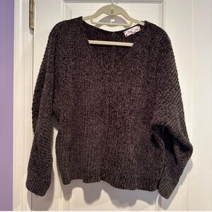 Pink Rose Olive Green V-Neck Sweater